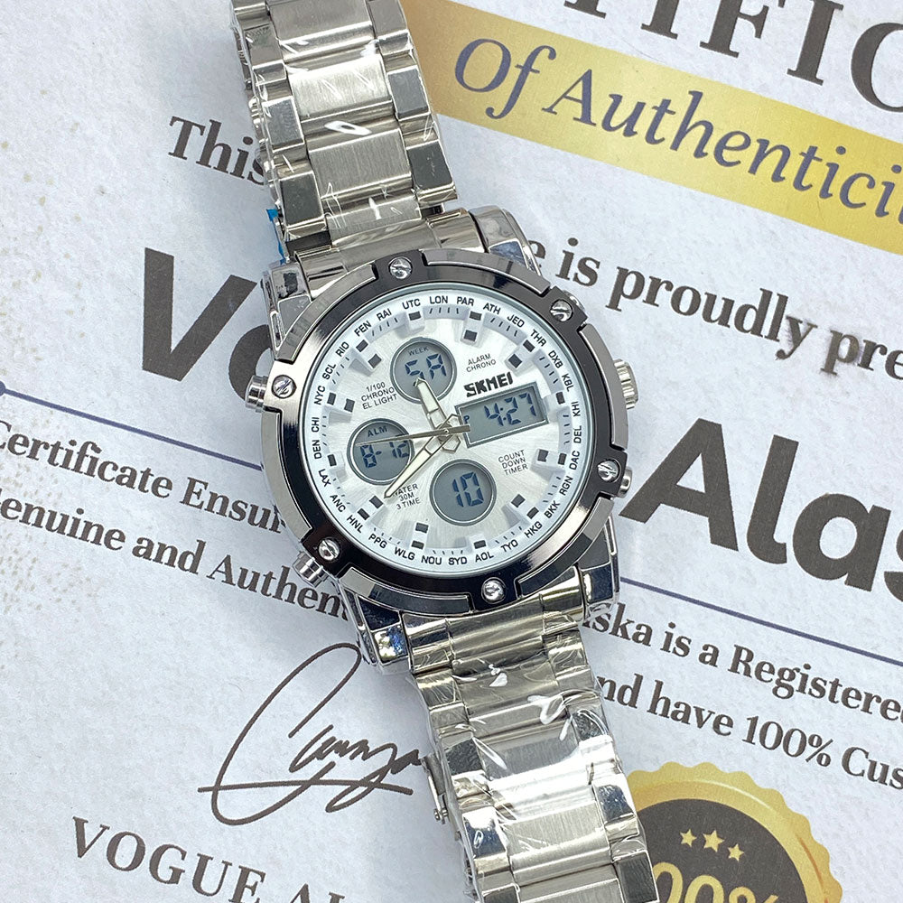 Dual Time (Analog & Digital) Chain Watch For Men