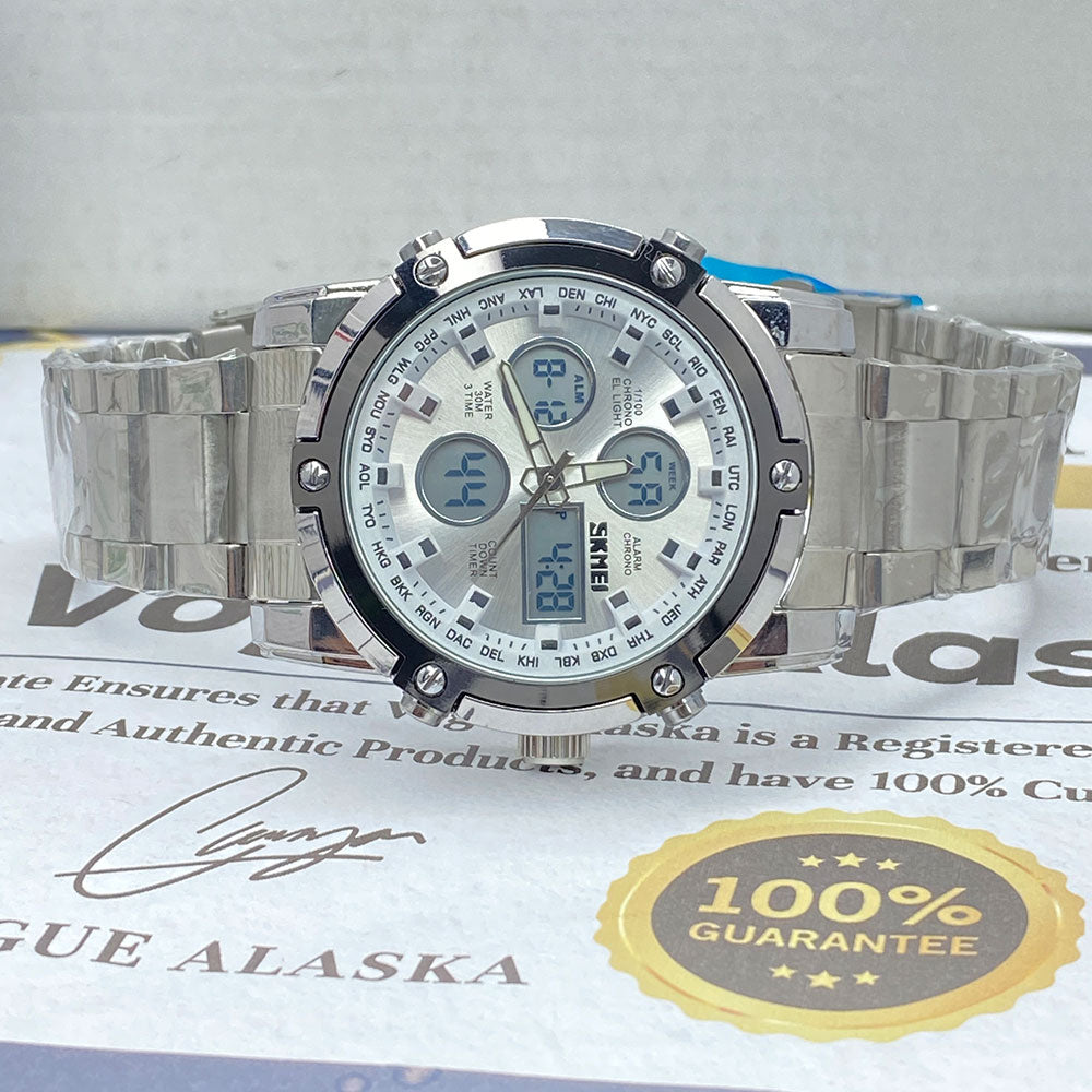 Dual Time (Analog & Digital) Chain Watch For Men