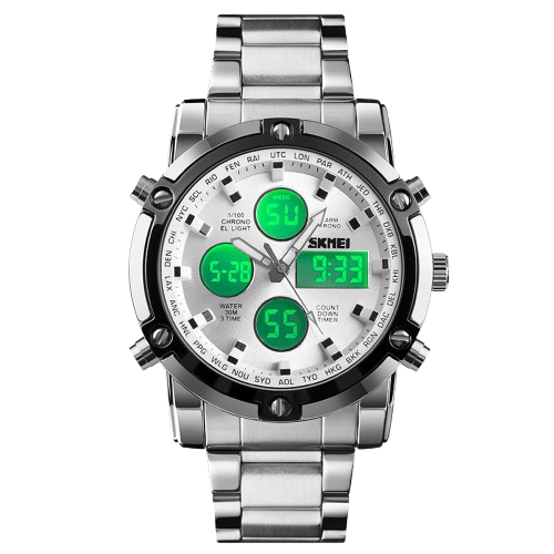 Dual Time (Analog & Digital) Chain Watch For Men