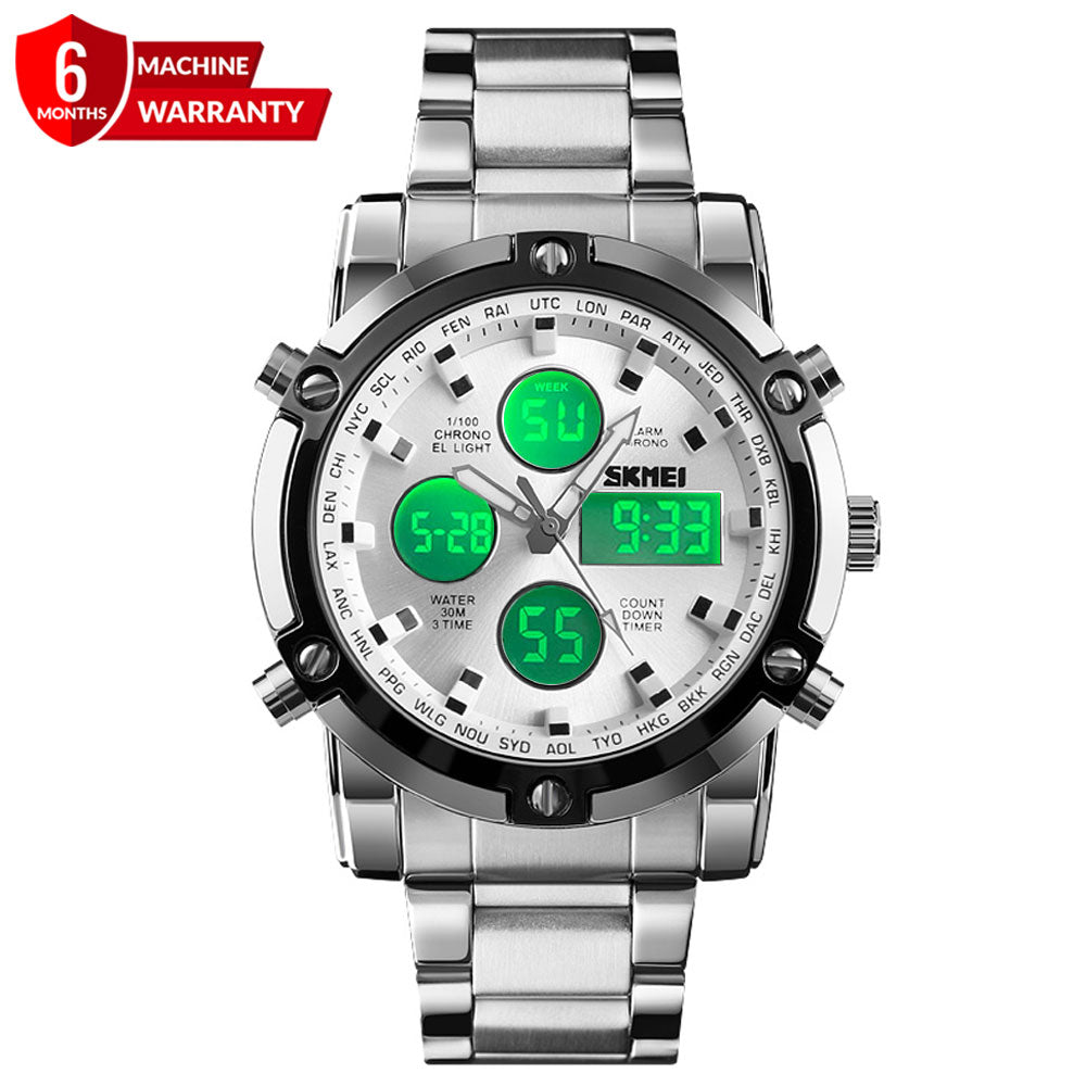 Dual Time (Analog & Digital) Chain Watch For Men