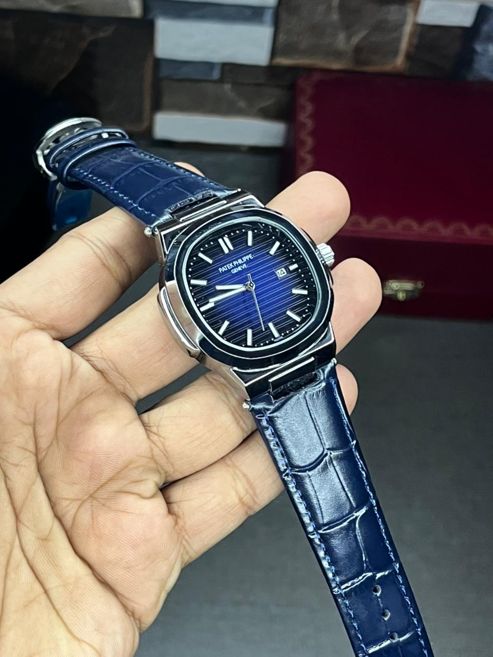 Nautilus Leather Strap Master Lock - Full Blue